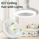 Peaoop Silent Socket Fan Light - Screw-in Ceiling Fan Light Socket, LED Bulb Fan, Ceiling Fan Light with Light and Remote Control for Kitchen Bathroom Storage Garage (White)