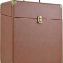 LoopTone Vintage Vinyl Record Storage Case for 30 Albums，Perfect for your Treasured 33, 45 and 78 RPM LP Record Carrier; Portable Vinyl Storage Box for Travel and Home Record Storage