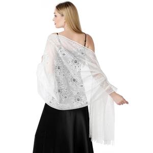 Shawls and Wraps for Evening Dresses Lace Scarfs for Women Pashmina Wedding Formal Shawl (White2)