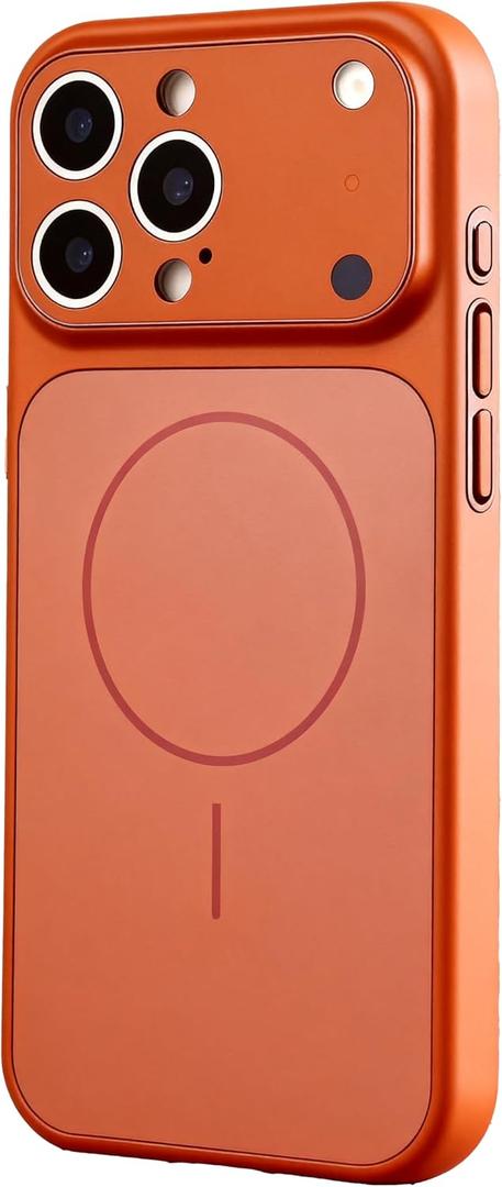 Designed Magnetic Series for iPhone 13 Pro Max Case,[Compatible with MagSafe][Tempered Glass Camera Lens Protection],Luxury Matte Military Grade Drop Protective Hard PC Shockproof Cover,Orange