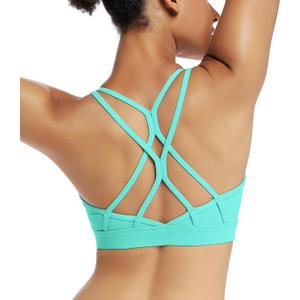 RUNNING GIRL Sports Bras for Women,Strappy Crisscross Back Padded Low Impact Running Sports Bra with Removable Cups (XXL)