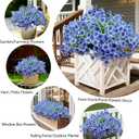 20 Bundles Artificial Flowers for Outdoors,UV Resistant Fake Flowers with Plastic Plants,Silk Faux Fowers for Outdoor Planters,Fake Realistic Flowers Window Box Front Porch Hanging Basket Decor-Blue