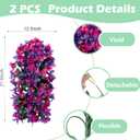 Fake Bougainvillea Artificial Hanging Flowers, 2 PCS Outdoor faux Plants UV Resistant Realistic Silk Long Trailing Vines for Door Porch Outside Planter Urn Patio Garden Yard Dec,Dark Light Purple