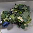 TOCHGREEN 2 Pack 13Ft Artificial Eucalyptus Flower Garland with White and Blue Roses, Fake Rose Flower Greenery Garland Floral Vines for Wedding Home Party Table Runner Decor (Blue White, 2PCS)