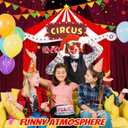 3 Pcs Circus Theme Party Decorations, Carnival Party Entryway Door Decorations, Circus Tent Decorations Set, Halloween Red White Striped Banner for Circus Clown Party Halloween Decor