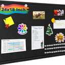 EYAEYAYEA Black Bulletin Board,24x18 inches- Foldable Felt Board Vision Board Cork Board Decorative Pin Board,for Wall, Foldable Photo Board Self-Adhesive Vision Board with 30 Pushpins(Black)