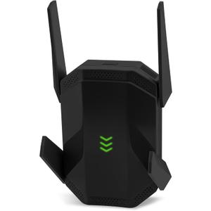 AX3000 WiFi 6 Extender, Dual Band WiFi Extender Signal Booster, Internet Booster with Gigabit Ethernet Port, Covers Up to 12,000sq.ft and 99 Devices, Faster Speed and Easy Setup, Black