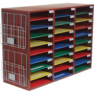 Really Good Stuff Classroom Mail Center with Paper Holders - 1 Mail Center, 2 Wire Racks (Mahongany) Really Good Stuff Classroom Mail Center with Paper Holders - 1 Mail Center, 2 Wire Racks (Mahongany)