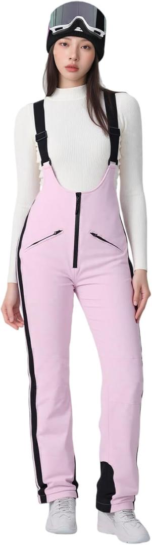 Oymyakon Women's Snowboard Bibs Snow Overalls Waterproof Windproof Insulated Ski Bib Pants (Medium, Pink)