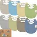 8-Pack Organic Baby Bibs for Boys, Girls - Soft Cotton Drooling and Teething Bibs for Baby Girl & Boy, Extra Absorbent, Easy to Clean & Put On for Toddler, Newborn, Infant 0-24 Months (Icelandic)