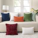 decorUhome Chenille Soft Cozy Throw Pillow Covers 18x18 Set of 2, Modern Farmhouse Boho Velvet Decorative Pillow Cases with Stitched Edge for Couch Sofa Bed Home Decor, Rust