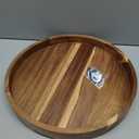 Acacia Wood Round Serving Tray, 13.8" Charcuterie Board with Rim, Decorative Centerpiece for Ottoman, Coffee Table, Couch, Kitchen Island, Round Serving Platter, 1 Pack