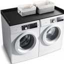 Washer Dryer Countertop with 2 Pack Storage Baskets, Wood Washer and Dryer Countertop with Non-Slip Pads/Edge Rails for Laundry Room Storage and Organization, 27.5" W x 54" L(Black Marble)