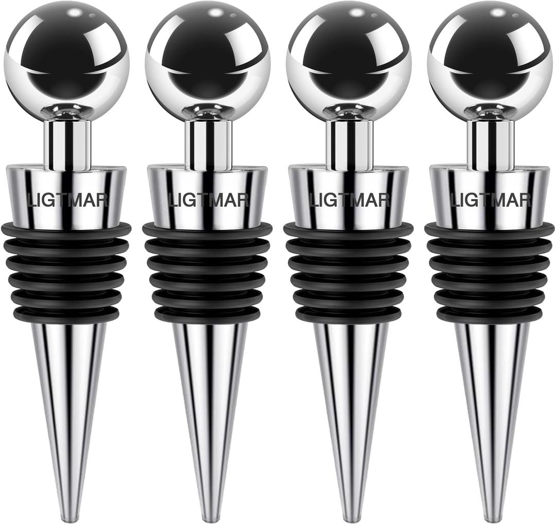 4Pcs Wine Saver Wine Stopper Wine Bottle Plug with Silicone Reusable Wine Corks, Expanding Beverage Bottle Stopper, Reusable Bottle Sealer Keeps Wine Fresh