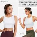 High Neck Longline Sports Bras for Women with Built in Bra Pads U Back Yoga Sports Bra Push up Workout Crop Tank Tops (M)