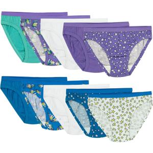 Fruit of the Loom Girls' Big Cotton Bikini Underwear Multipacks, 10 Pack-Fashion Assorted, 14