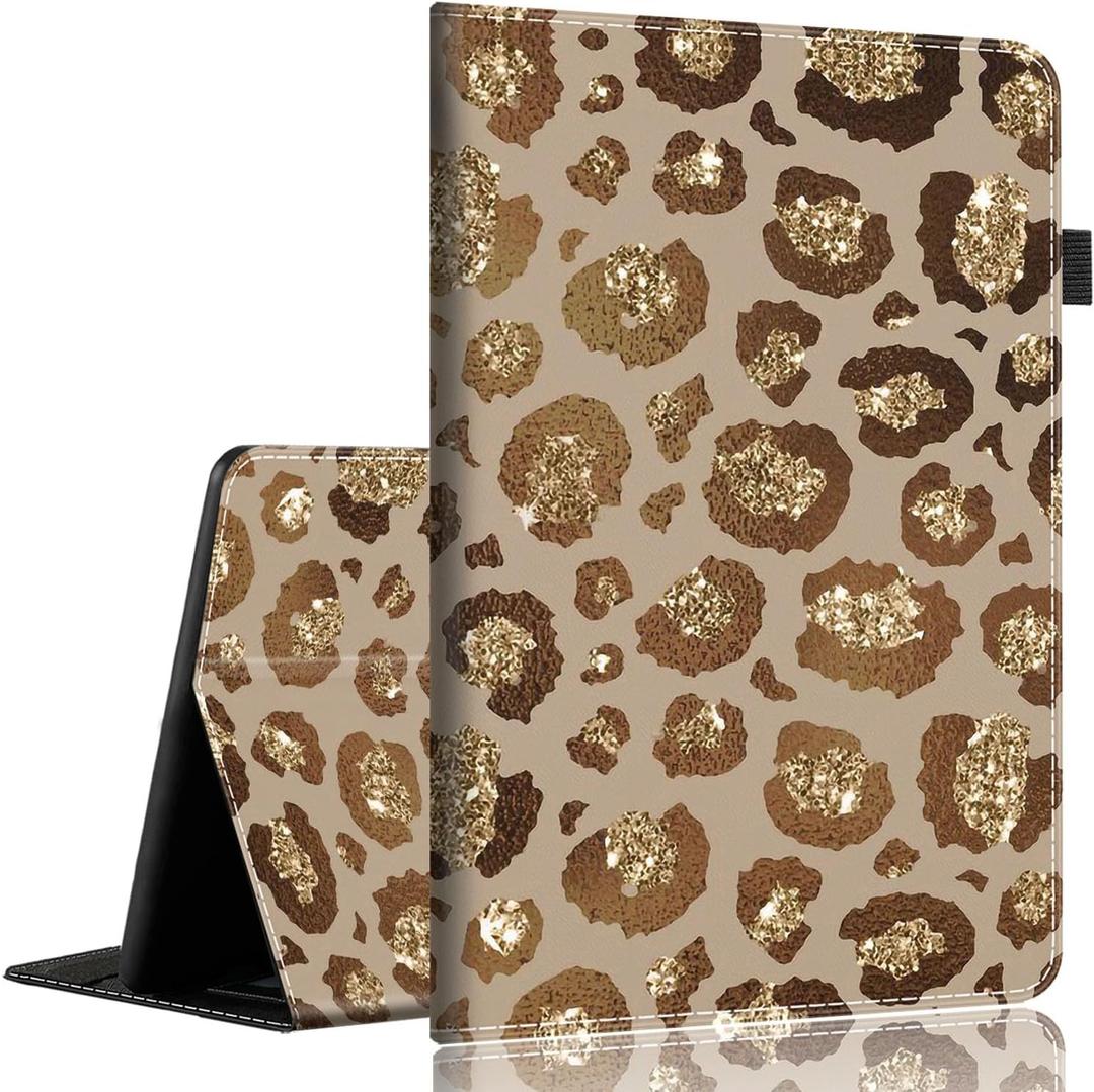 Case for Amazon Kindle Fire HD 8 Tablet 8"(12th/10th Generation, 2022/2020 Release) & HD 8 Plus TabletSlim Fit Foldable Standing Cover Case with Auto Sleep/WakeGolden Leopard Brown