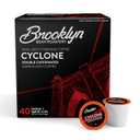 Brooklyn Beans Cyclone Gourmet Coffee Pods - Compatible with Keurig K Cup Brewers Including 2.0 Machines, 40 Count, Strong and Intense Double Caffeine (EXP 01/11/28)