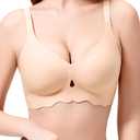 Wireless Bras for Women No Underwire Seamless Push Up Supportive Bralettes Wave Full Coverages Comfortable Everyday Bra (M)