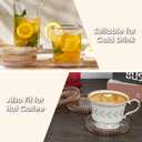 Modern Clear Coaster Set of 5- Glass Coasters for Drinks Crystal Coasters Round Cup Coasters Coffee Table Decor for Office, Kitchen, Bar, Dining Room, Living Room, Patio(Amber)