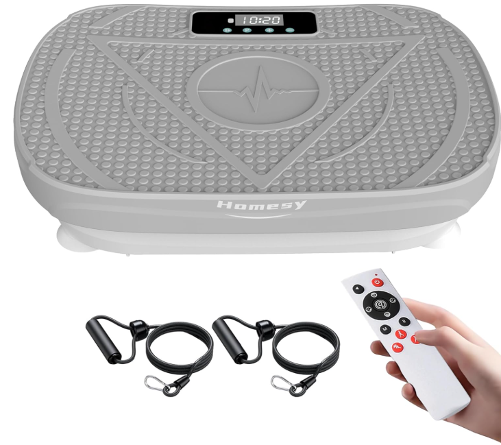 Homesy Vibration Plate Exercise Machine, Vibrating Plate for Lymphatic Drainage, Full Body Shaking Workout Fitness Platform Board, Sport Gym Equipment for Weight Loss Fat Burner