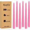 Ksefey 10 Inch Pink Taper Candles Set of 6 - Dripless,Unscented,8 Hours Burn Time-Perfect for Wedding,Dinner,Party and Home Decor