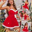 RSLOVE Christmas Babydoll Lingerie for Women - Sexy Santa Chemise Holiday Outfits Womens Red Mesh Xmas Sleepwear (Medium)
