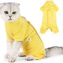 LIANZIMAU Cat Surgical Recovery Suit Professional for Male Female Dog Abdominal Wounds Cone E-Collar Alternative Anti-Licking Pet Surgical Recovery Pajama Suit Soft Fabric Onesie for Cats (L(Pack of 1))