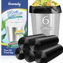 6 Gallon 70 pcs Black Trash Bags Strong Black Garbage Bags, Bathroom Trash Can Bin Liners, Plastic Bags for Office Home Kitchen, Fit 6 gallon,7 gallon Waste Basket Liner 6,7 Gal(6G70-Black)