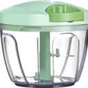 Ourokhome Manual Food Processor Vegetable Chopper, Portable Hand Pull String Garlic Mincer Onion Cutter for Veggies, Ginger, Fruits, Nuts, Herbs, etc., 650ml, Green