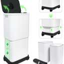 Gintan 13 Gallon Trash Can with Lid, 25-45 L Altitude Variable Bin, Garbage Can with Wheels for Kitchen, Bathroom, Bedroom, Office, Two Space-Saving Small Waste Bin and Garbage Bag (Big White)