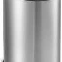 QUALIAZERO 50L/13Gal Heavy Duty Hands-Free Stainless Steel Commercial/Kitchen Step Trash Can, Fingerprint-Resistant Soft Close Lid Trashcan, 13Gal, D Shape