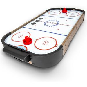 GoSports 30 Inch Table Top Air Hockey Game for Kids - Portable, Battery Operated Game Table - Oak