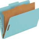 Pendaflex Recycled Classification File Folders, 1 Divider, 2" Embedded Fasteners, 2/5 Tab Cut, Legal Size, Light Blue, Box of 10 (28777R)