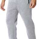 Mens Sweatpants with Zipper Pockets Workout Fleece Athletic Pants Casual Drawstring Jogger Pants (X-Large, Grey)