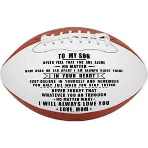 KWOOD Custom Personalized Football Gift for Son, Engraved Leather Indoor/Outdoor Football with Pump & Carrying Bag, Christmas Birthday Graduation Gift for Grandson Son Daughter