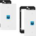 Iwillink 10Gbps Ethernet Wall Plate CAT6A, 1-Port Keystone Wall Plate and Jack Outlet, RJ45 Wall Plates with Single Gang Low Voltage Mounting Bracket - 2 Pack