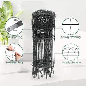 PROWORX Black Garden Fence Border, 14 in x 40 ft Metal Folding Fence Wire Roll Garden Border Edging, Garden Fence Roll Flower Bed Fencing for Outdoor Yard