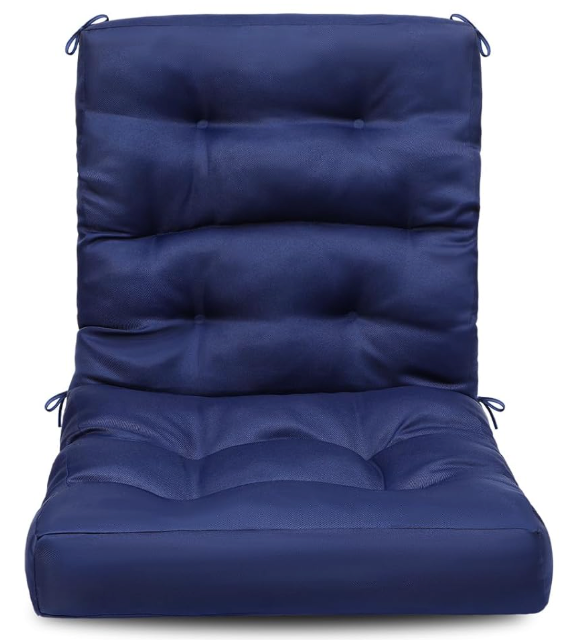 Hoteam 2 Set Patio Chair Cushions Outdoor High Chair Cushion 20 x 40 Inch Waterproof Patio Seat Rocking Indoor Thickened Pad(Solid Color Style,Navy Blue)
