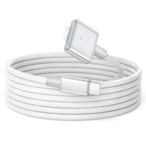 Basesailor USB C to Magnetic 3 Charger Cable 10FT/3M,140W USBC Mag 3 Fast Charging Cord for MacBook Air (13" 15" M4 2025,M3 2024,M2 2022 2023),Pro (16" 14" M4 Pro Max,M3 2024,M2 2023,M1 2021),Safe (Silver)
