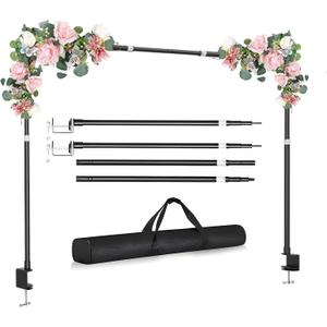 75" Extra Tall Over the Table Rod Stand with Clamps, 1 Thick Pipe, 53"-97" Length Adjustable Aluminum Table Arch Balloon Flower for Wedding Birthday Party Decoration - Easy to Install