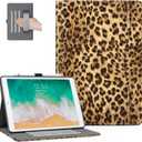 Lokigo Leopard 10.2 Case for iPad 9th/8th/7th Generation (2021/2020/2019), Build with Pencil Holder/Hand Strap/Pocket, Shockproof 10.2 Inch Stand iPadCover, Auto Wake/Sleep, Brown Cheetah