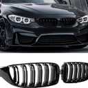 DEKEWEI F32 Grille,Front Kidney Grille Grill Compatible for 4 Series F32 F33 F36 (20142019) M3 F80 M4 F82 (20152019) (Double Slats Gloss Black Grills, 2pcs)