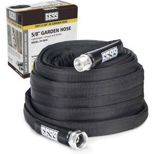Garden Hose 50FT x 5/8 Flexible Lightweight Garden Flat Water Pipe with 3/4Solid Fittings for Watering Flowers/Lawns Car Wash Pet Washing