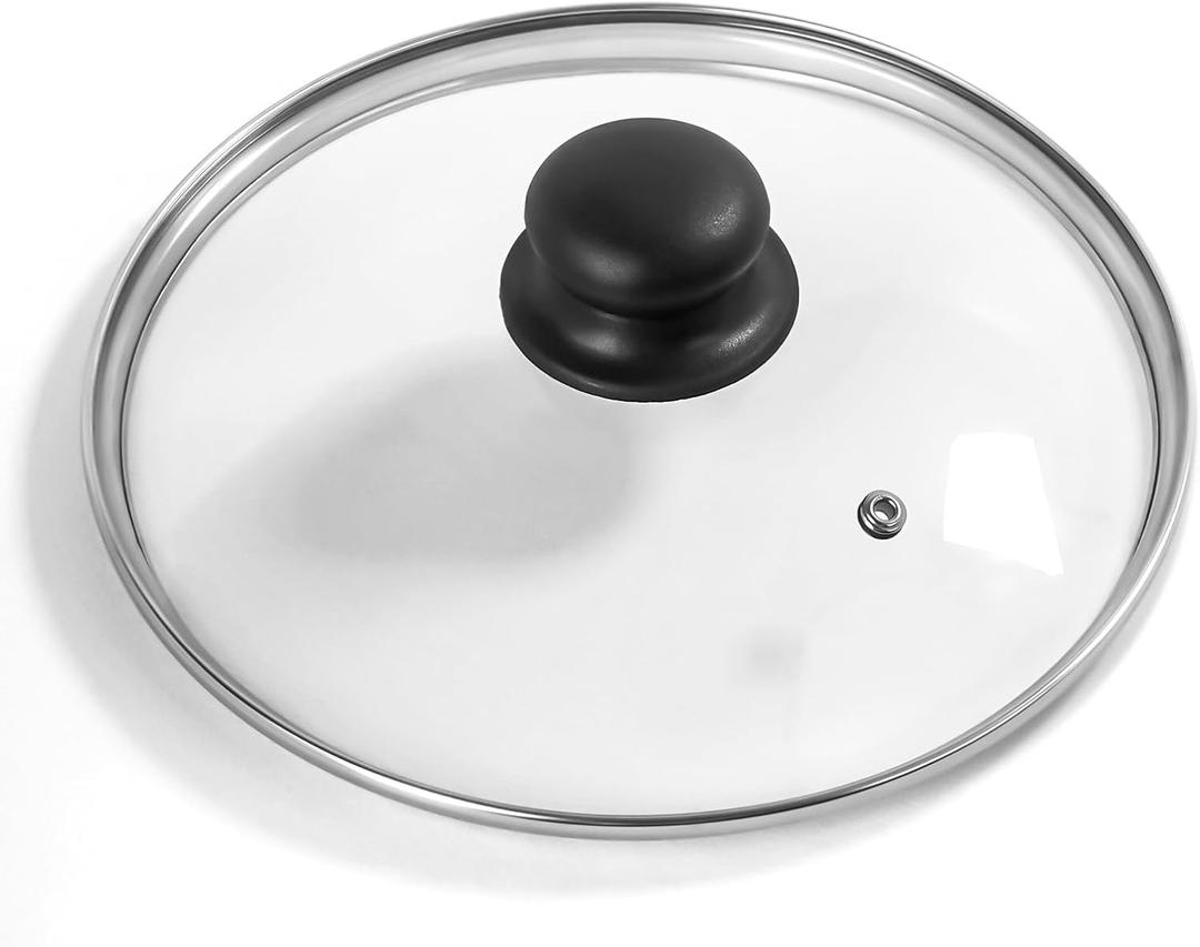9.1 Inch Tempered Glass Lid for Instant Pot 5/6 Quart - Universal Pot Lid Replacement, Universal Pot Cover with Heat-resistant Handle, Easy to Grip, Stainless Steel Rim, Clear
