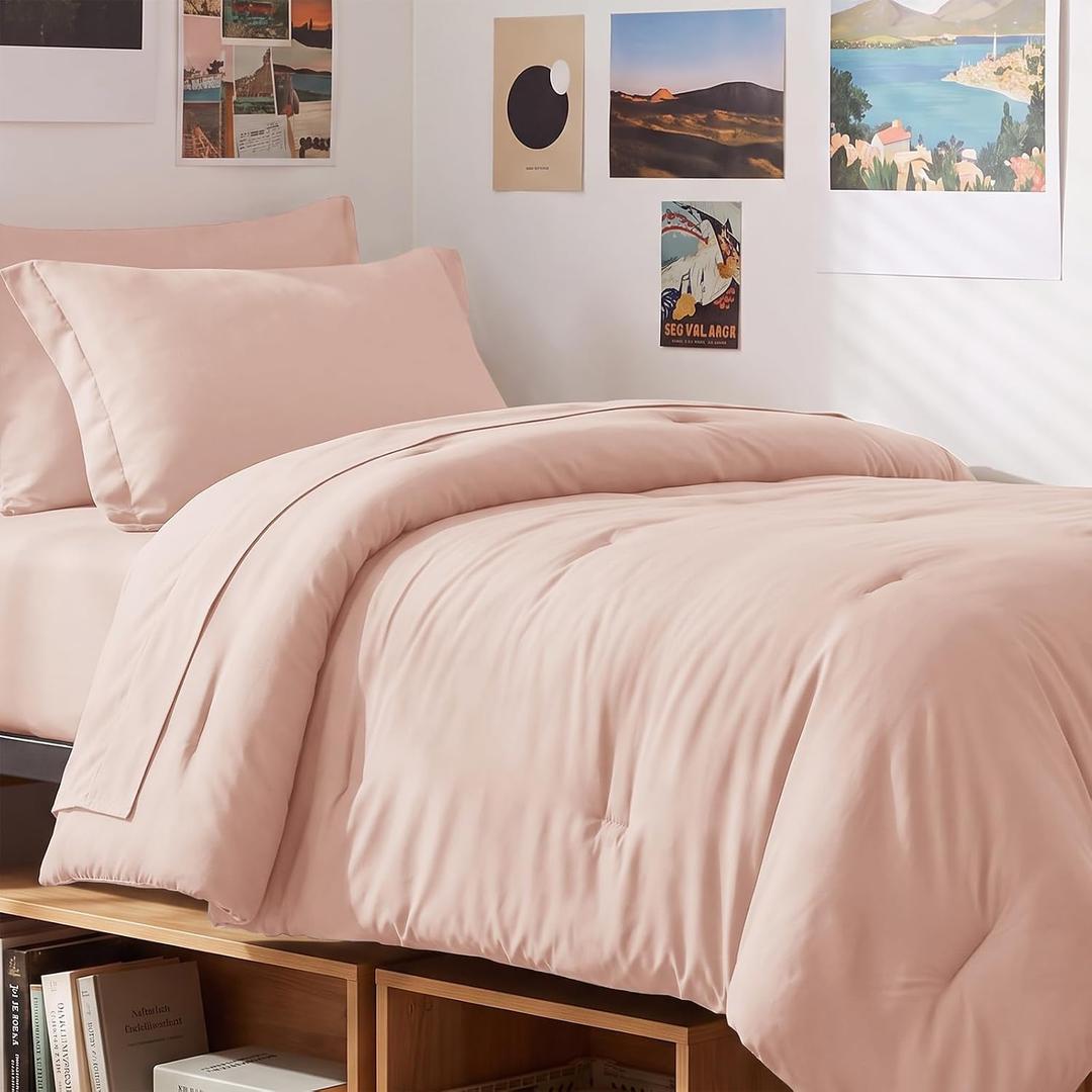Twin XL Comforter Set Black, 5 Pieces Bed in a Bag