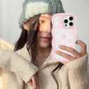 Aitipy for iPhone 13 Pro Max Case, Wavy Frame Cute Ribbon Bowknot Pattern Aesthetic Transparent Back Soft TPU Shockproof Phone Case for Women Girls, Pink