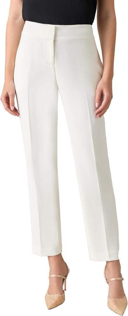 Kasper Women's Stretch Slim-Leg Pant, 16, Vanilla Ice