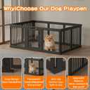 24 Inch Height 12 Panels Clear Acrylic Dog Playpen with Door, Large DIY Modular Indoor Pet Fence, Multi-Room Separate Area Puppy Play Pen, Easy Assemble & Washable Plastic Dog Enclosure Black