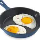 DASH Zakarian 7.5" Nonstick Cast Iron Skillet with Pour Spouts for Searing, Baking, Grilling, Roasting and More - Blue